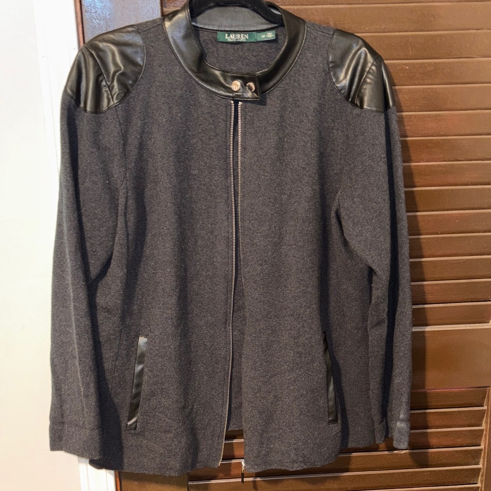Women's Black Jacket with Leather Accents